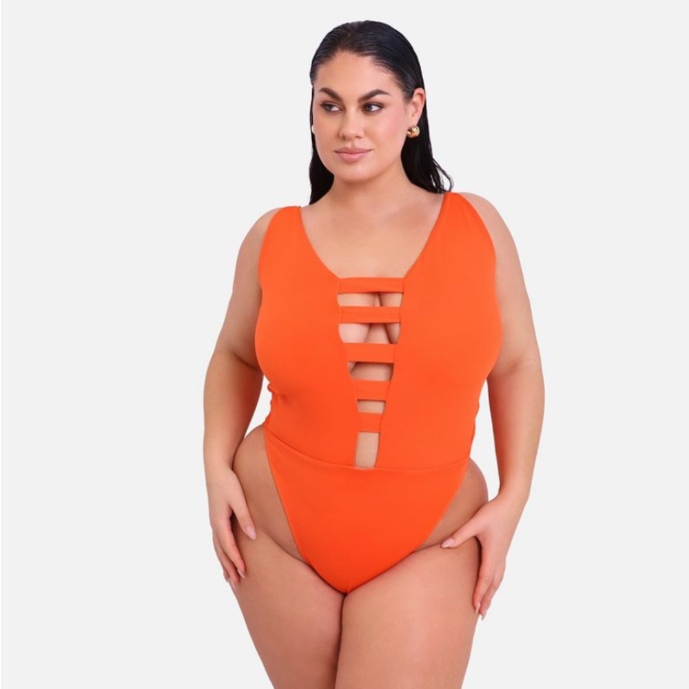 Vibrant Sexy Orange One-Piece Rebdolls Swimsuit